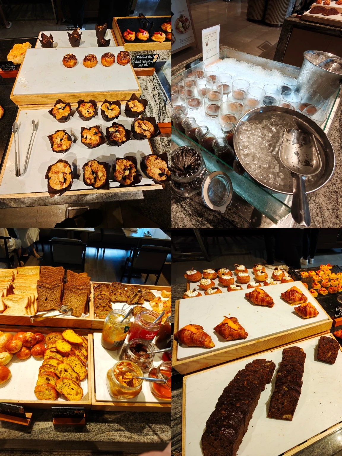 早餐的麵包、可頌與烘焙點心。