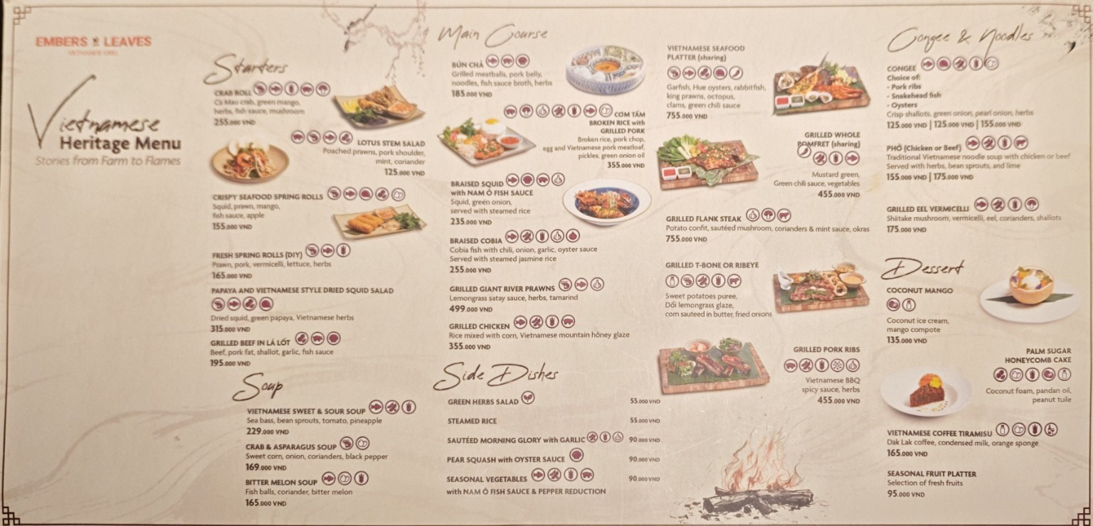 Embers & Leaves越南料理菜單